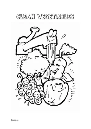 Free Printable Clean Vegetables Coloring Page for Kids