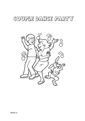 Free Printable Couple Dance Party Coloring Page for Kids