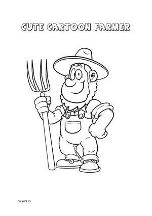 Free Printable Cute Cartoon Farmer Coloring Page for Kids