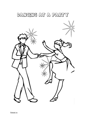 Free Printable Dancing at a Party Coloring Page for Kids