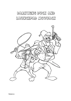 Free Printable Darkwing Duck and Launchpad McQuack Coloring Page for Kids