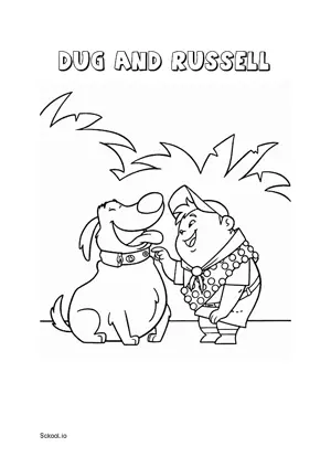 Free Printable Dug and Russell Coloring Page for Kids