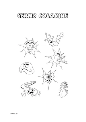 Free Printable Germs Coloring Page 1 for Kids