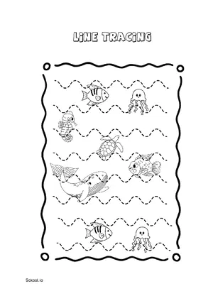 Free Printable Line Tracing Worksheets 58 For Kids Nursery/Kindergarten/Preschool