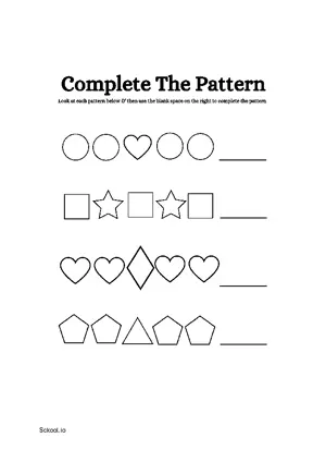 Free Printable Complete Shapes Pattern 2 For Nursery/Kindergarten/Preschool