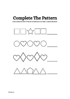 Free Printable Complete Shapes Pattern 3 For Nursery/Kindergarten/Preschool