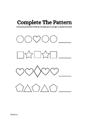 Free Printable Complete Shapes Pattern 4 For Nursery/Kindergarten/Preschool