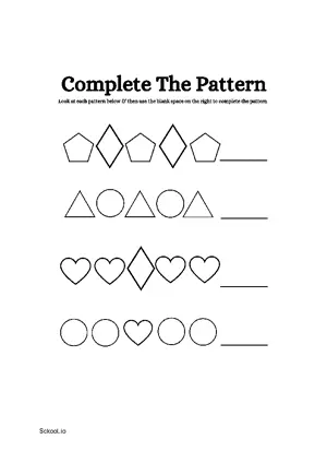 Free Printable Complete Shapes Pattern 5 For Nursery/Kindergarten/Preschool