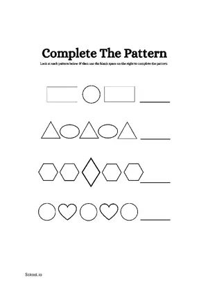 Free Printable Complete Shapes Pattern 6 For Nursery/Kindergarten/Preschool