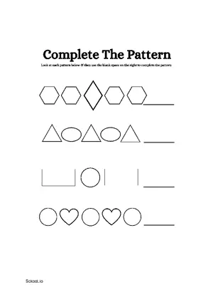 Free Printable Complete Shapes Pattern 7 For Nursery/Kindergarten/Preschool