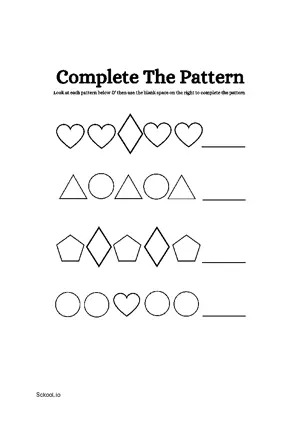 Free Printable Complete Shapes Pattern 9 For Nursery/Kindergarten/Preschool