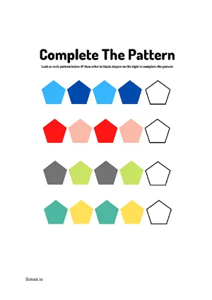 Free Printable Complete Shapes Pattern 12 For Nursery/Kindergarten/Preschool