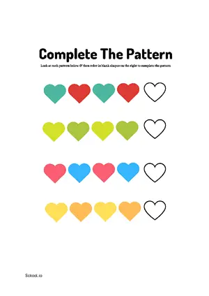 Free Printable Complete Shapes Pattern 13 For Nursery/Kindergarten/Preschool