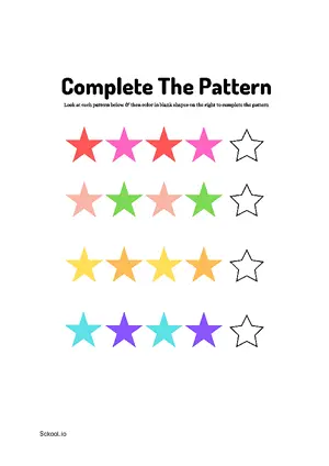 Free Printable Complete Shapes Pattern 14 For Nursery/Kindergarten/Preschool