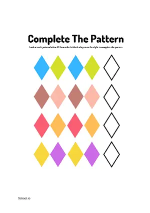 Free Printable Complete Shapes Pattern 17 For Nursery/Kindergarten/Preschool