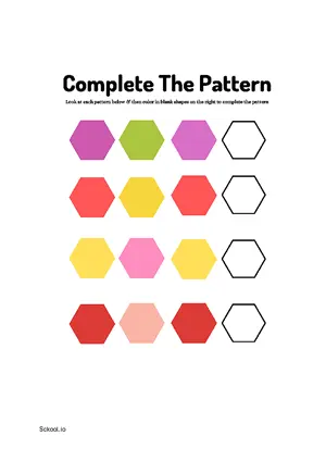 Free Printable Complete Shapes Pattern 19 For Nursery/Kindergarten/Preschool