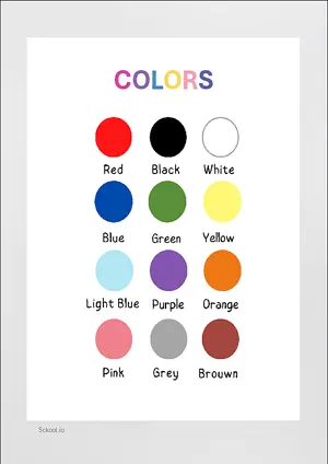 COLORS CHART with Name in English Montessori Posters Classroom Decor Digital Download Free Printables