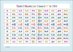 TAMIL COUNT 1 TO 100 CHART with number in Urdu Montessori Posters Classroom Decor Digital Download Free Printables