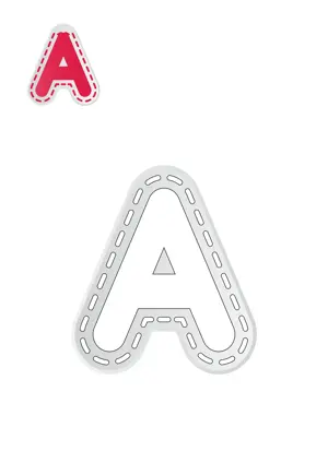 Free printable English alphabet A a for outline tracing and inner coloring worksheet PDF