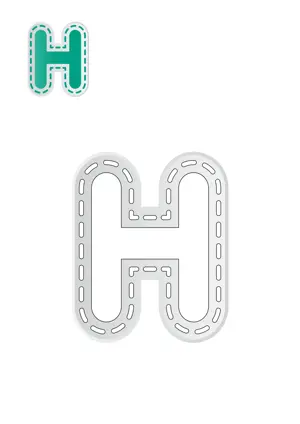 Free printable English alphabet H aitch for outline tracing and inner coloring worksheet PDF