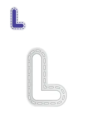 Free printable English alphabet L el for outline tracing and inner coloring worksheet PDF