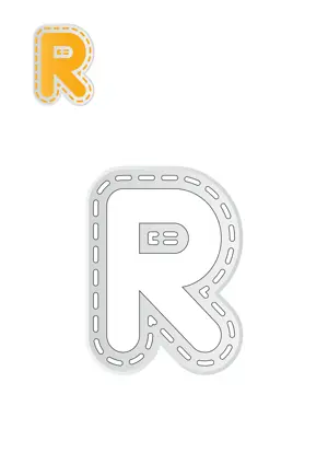 Free printable English alphabet R ar for outline tracing and inner coloring worksheet PDF