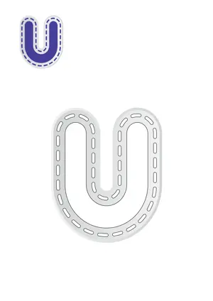 Free printable English alphabet U u for outline tracing and inner coloring worksheet PDF