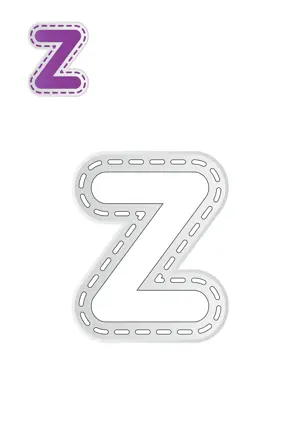 Free printable English alphabet Z zed for outline tracing and inner coloring worksheet PDF