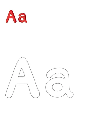 Free printable English capital and small alphabet A a for tracing and coloring worksheet PDF