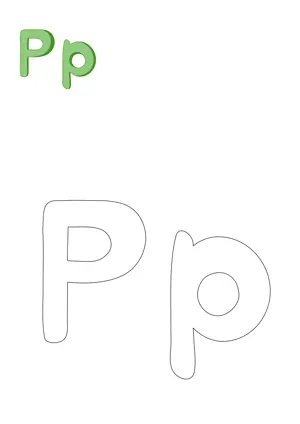 Free printable English capital and small alphabet P pee for tracing and coloring worksheet PDF