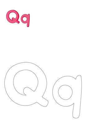 Free printable English capital and small alphabet Q que for tracing and coloring worksheet PDF