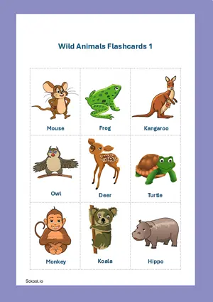 Wild Animals Flashcards 1 Montessori Posters Classroom Decor Digital Download Free Printables