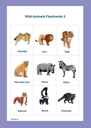 Wild Animals Flashcards 2 Montessori Posters Classroom Decor Digital Download Free Printables