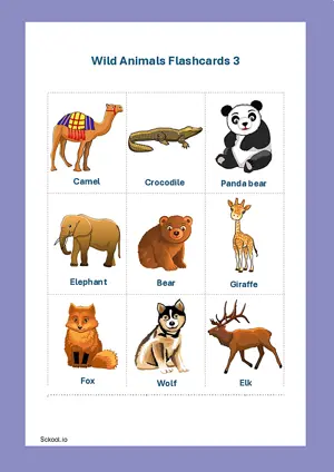 Wild Animals Flashcards 3 Montessori Posters Classroom Decor Digital Download Free Printables