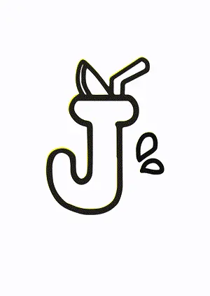 Free printable English alphabet J with animal for tracing and coloring worksheet PDF