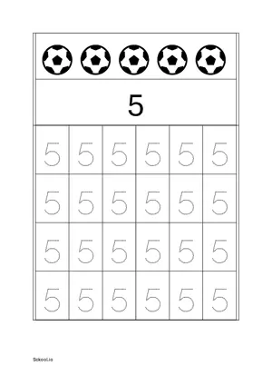 Number 5 Tracing Worksheets For Kindergarten/Preschool- 24 Tracing Block Free Printable worksheet PDF