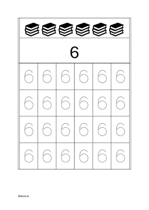 Number 6 Tracing Worksheets For Kindergarten/Preschool- 24 Tracing Block Free Printable worksheet PDF