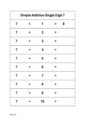 Single Digit Simple Addition up to 10 - FREE Printable Simple Addition Worksheets 7 PDF