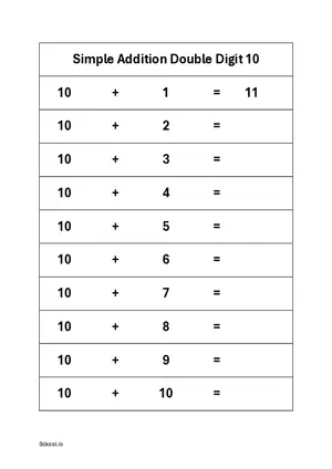 Single Digit Simple Addition up to 10 - FREE Printable Simple Addition Worksheets 10 PDF