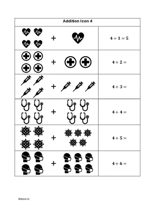 Simple Addition Single Digit with Icon 4 FREE Printable Worksheets Addition with icon PDF