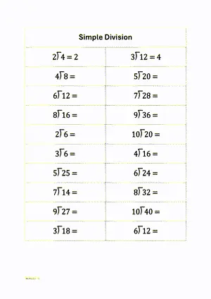 Simple division easy number worksheet Free printable division worksheet