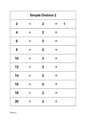 Simple division easy number worksheet 2 Free printable division worksheet