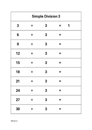 Simple division easy number worksheet 3 Free printable division worksheet