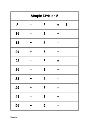 Simple division easy number worksheet 5 Free printable division worksheet