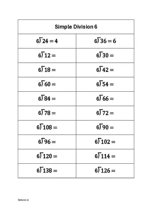 Simple division easy number worksheet 6 Free printable division worksheet