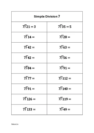 Simple division easy number worksheet 7 Free printable division worksheet