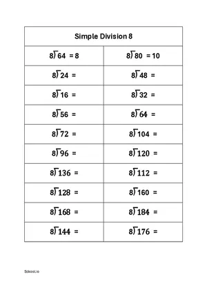 Simple division easy number worksheet 8 Free printable division worksheet