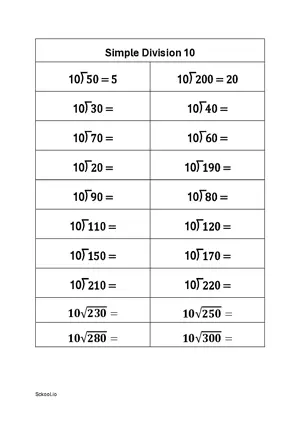 Simple division easy number worksheet 10 Free printable division worksheet