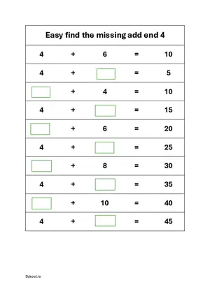 Find the missing addend 2 numbers worksheet 4 Free printable missing number worksheet